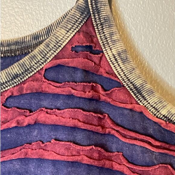 KPC Medium Distressed Tank Top Razor Cut Acid Mineral Vintage Wash Ribbed - Picture 5 of 9